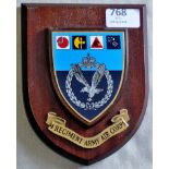 British 4th Regiment Army Air Corps Wooden placard, made Lirascan Ltd, Birmingham