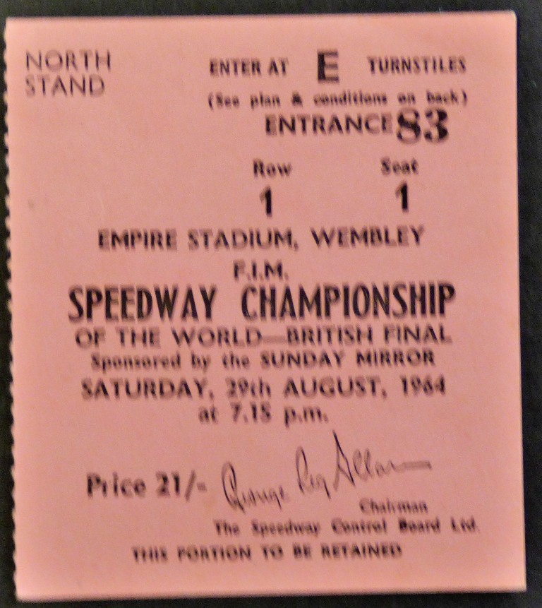 World Speedway ( UK Final) 1964 Programme + Ticket - Image 2 of 3