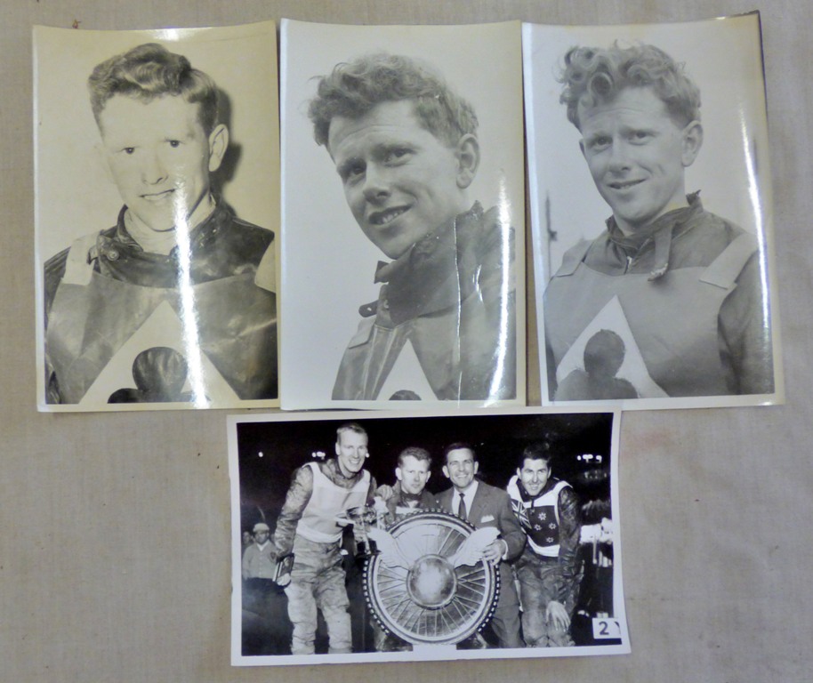 Speedway-Peter Craven Belle Ove World Champion 1955+62, (4) original 5.1/2 x 3.1/2 photo's, one with