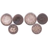 Portugal coins (3), 100 Reis 1893F, 200 Reis 1887 GVF, 5 Reis 1905 aUNC