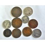 Papal States / Vatican Coins (10) inc 1 Baiocco 1850 VF, 1836 gF, 2 Baiocco 1850 vg etc