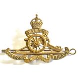 British WWI Fifth London Royal Field Artillery Brigade cap badge (brass, lugs