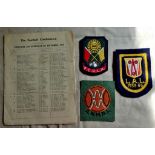 Football - Referees + Linesman's list x 3 - 1947, plus refs/lines sew on's