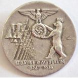 German Tinnie badge - a scarce variant '10 Jahre Gau Berlin 1926-1936' with a scarce maker: L.CHR.
