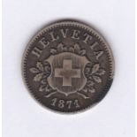 Switzerland 10 Rappen 1871 VF