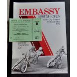 Speedway-British Open 1982 programme and ticket White City
