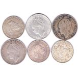 Netherlands (6) silver coins, 2 ½ Gulden 1930,1932,1937,1960, 2 x 1966