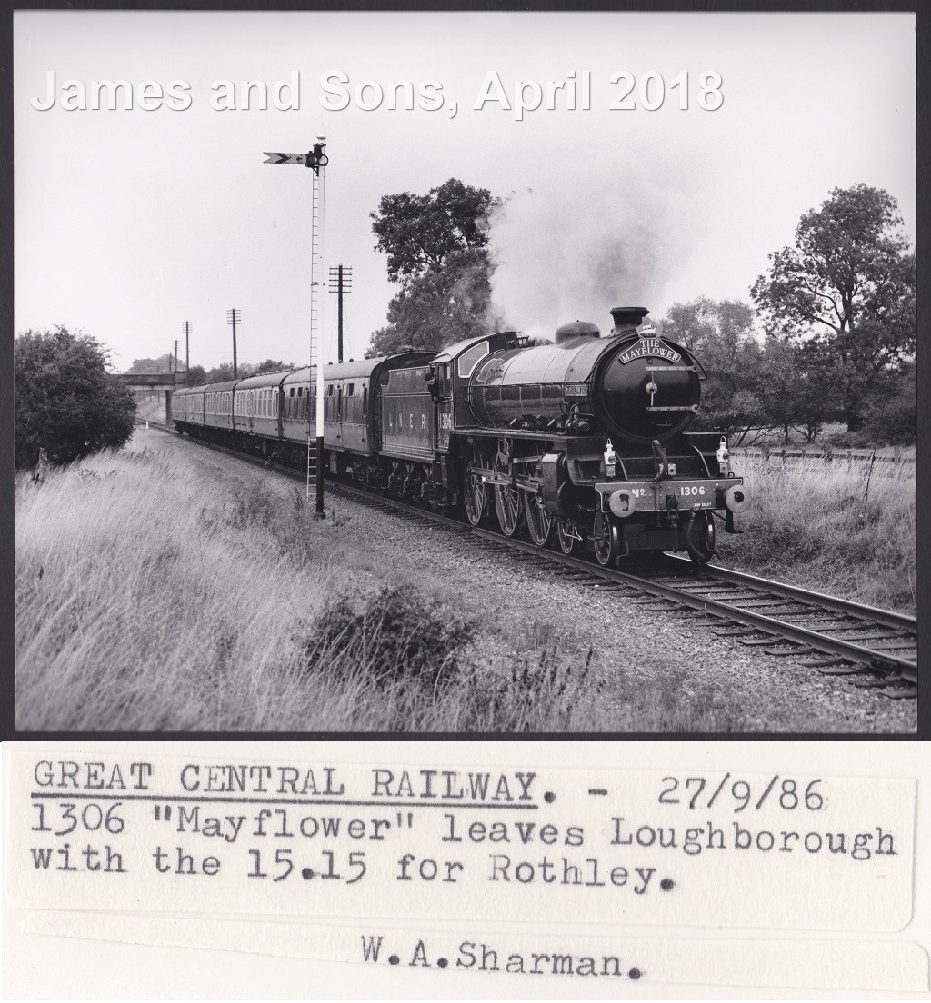 LNER 3-W.A.Sharman Photographic Quality Archive (10"x8")-Great Central Railway - 27/9/86, 1306 "