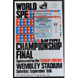 World Speedway Final(Wembley)1967 Programme + Ticket