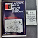 Speedway - British league Riders championship 1973 at belle Vue programme and ticket