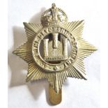 British WWI 4th Volunteer Battalion, The Devonshire Regiment cap badge, (White metal, slider)