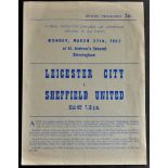 Football - Leicester v Sheffield United face 1961 S/F 2nd replay, (4) page issue