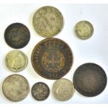 World Coins (9) – inc St Helena Halfpenny 1821 F, Portugal 40 Reis 1823 nF, New Zealand 6 Pence 1934