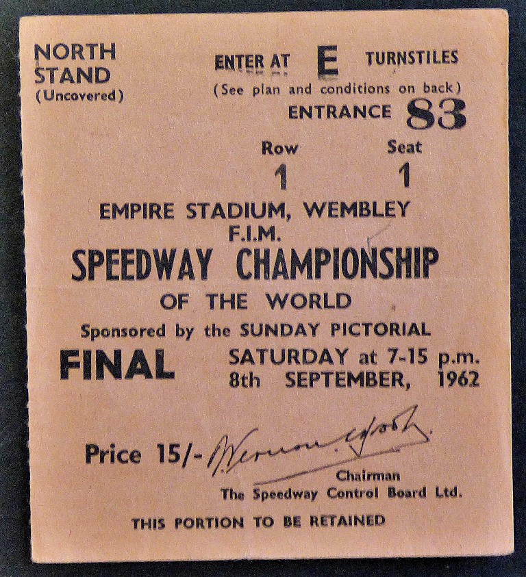 World Speedway Final 1962 Programme + Ticket - Image 2 of 3