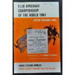 World Speedway( UK Final) 1961 Programme + Ticket