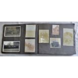 British WWI Photograph Album containing many photographs of soldiers in uniform, R.E.