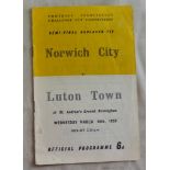 Football - Norwich 1958/59 v Luton FACS/F Replay at Birmingham