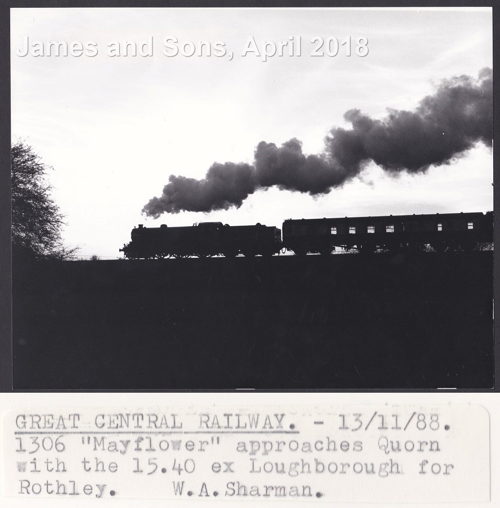 LNER 3-W.A.Sharman Photographic Quality Archive (10"x8")-Great central Railway - 13/11/88, 1306 "