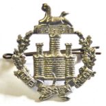 British WWII The Essex Regiment Officers cap badge (silver, lugs). A very nice example
