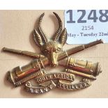 South Africa - South African Heavy Artillery - Brass - Late stike Buck's Horns parted - ears