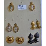 British WWII Collar badge pairs (5) sets including The Royal Signals, Artillery, Royal Marines,