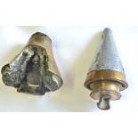 British WWII Relic Fuzes, a cap from a 25 Pounder No. 199 fuze and a No. 119 Mark I (blown out