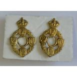 British WWII R.E.M.E. Officers Collar badges (Brass lugs) a nice matching pair.