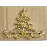 Australian - Royal Australian Artillery Cap Badge - Brass, KC