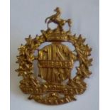 Canadian First Hussars Cap badge (Brass, lugs) made J.R. Gaunt, London.