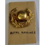 British WWII Royal Marines Cap badge (Brass, lugs)