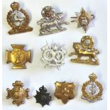 British Mixed Collar badge collection (10) Including: Army Medical Corps, Leicester Regiment,