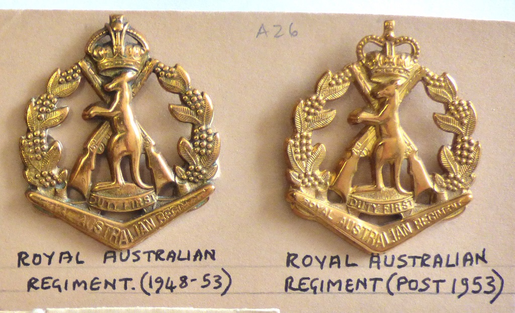 Australian - Royal Australian Regiment 1948-53 Cap Badges, KC and Post ...