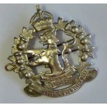 Canadian WWII Lorne Scots Cap badge - Peel, Dufferin & Halton Regiment (white-metal, lugs)