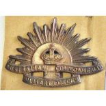 Australian Commonwealth Military Forces Cap Badge - Bronze copper KC