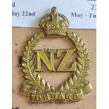 New Zealand- 2nd New Zealand Expeditionary Force Cap Badge - Brass KC