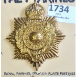 Royal Marines - Royal Marines Helmet Plate Post 1923, - Brass