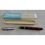 Pens - Platignum Petite with chromed cap and marble effect body. Excellent condition in original box