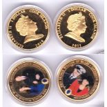 Cook Island Gold Plated silver proofs 2010 – 2011 , 1 dollar coins.