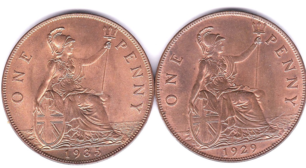 British Pennies 1929, 1935 UNC Lustre. - Image 2 of 3