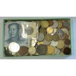 Foreign Coins – Small Box, some silver. (100+)