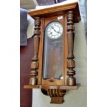 Large Victorian Wall Clock - with pendant and key - size approx 24" long -(Not Known if Working)