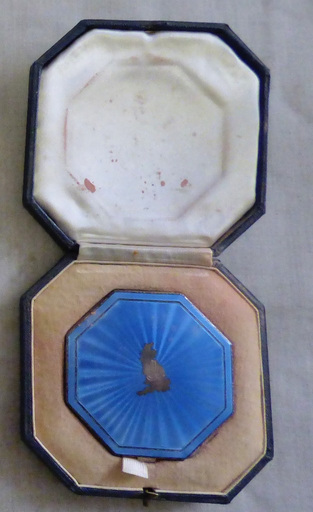 Compact-Ladies Silver Powder Compact, by Deakin and Francis Ltd, Birmingham C1947 Delightful blue