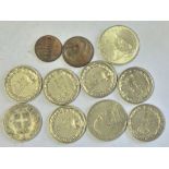 Italy Coins (11), includes 2 Lire F, 5L 1929, 10c 1930 Unc Lustre, 500 Lire 1961 etc