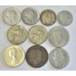 Italy coins (10) inc 1 Lire 1963M nVF, 500 Lire 1960 aUNC etc