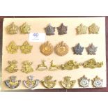 Canadian Collar Badges WWI/II, (12) Sets including: Canadian Service Corps with Officers, Stratconas