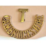 British Shoulder Title Brass Cambridgeshire Territorial Regiment