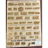 British WWI/II Arms and Corps Shoulder Titles (45) Including: Royal Horse Artillery, Royal