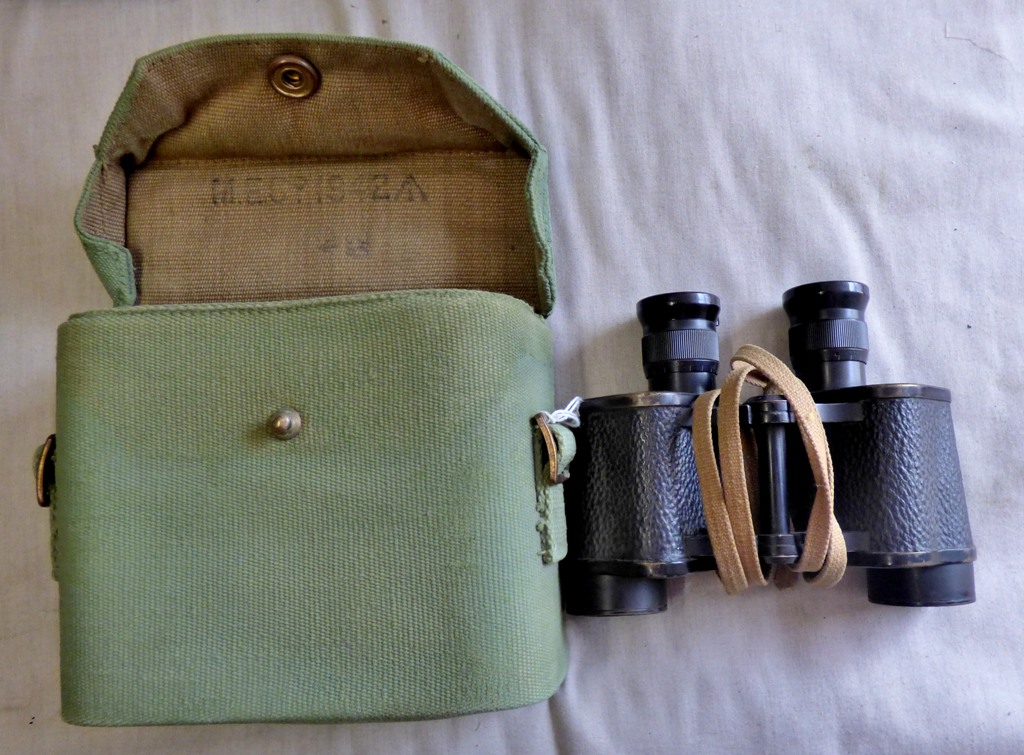 British WWII Binoculars 1942 dated made by Kershaw, Bino Prism No.2 MKII. In original webbing