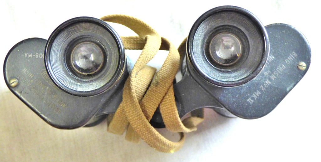 British WWII Binoculars 1942 dated made by Kershaw, Bino Prism No.2 MKII. In original webbing - Image 2 of 4