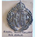 Australian - Royal Australian Air Force Cap Badge - w/m, KC